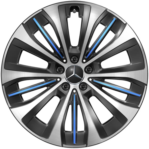 20-inch wheel set EQE V295 Black Blue Multi-spokes Genuine Mercedes-Benz