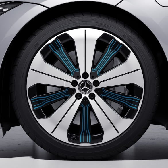21 inch rims EQS V297 black blue genuine Mercedes-Benz | A2974011000 5X31-V297