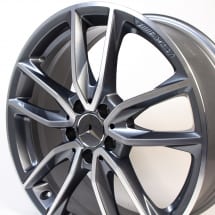 AMG 19 inch 5-double-spoke titanium grey A-Class W177 genuine Mercedes-Benz rim set  | A17740117007X21-B