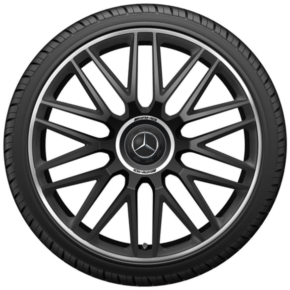 63 AMG 21-inch forged wheel set S-Class W223 black matt cross spokes Genuine Mercedes-AMG