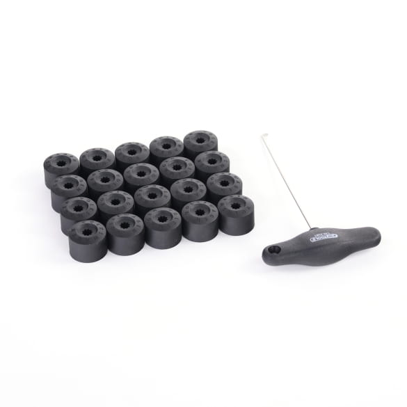 VW Wheel bolt cover Wheel bolt cap 20 pieces with extractor hook Genuine Volkswagen