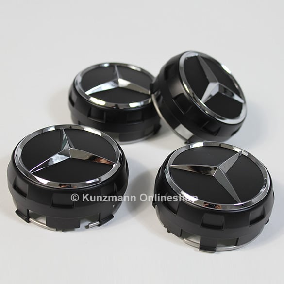 for Mercedes-Benz 4 Pieces AMG Wheel hub Cover Black Matte Star hub Cover 75 mm hub capsin Central Lock Design.