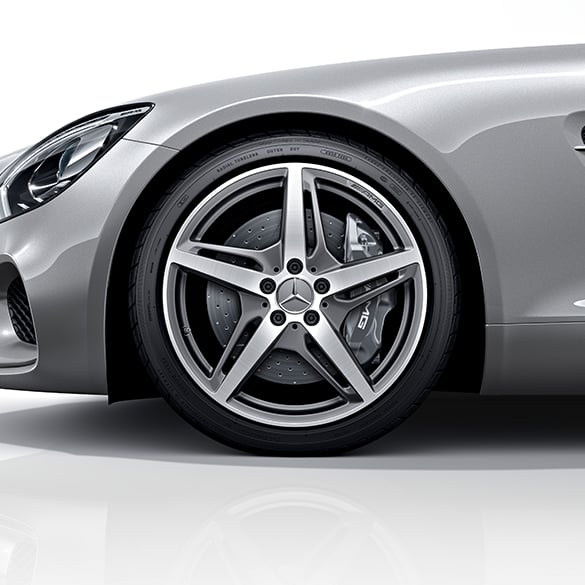 AMG 19 / 20 inch rim set AMG GT C190 5-double-spoke design grey / polished original Mercedes-Benz | AMGT-5SP-silber