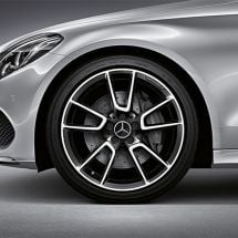 AMG 19-inch alloy-wheel-set | Mercedes-Benz C-Class W205 | 5-twin-spoke wheel | black | A2054012200/23007X23-Satz