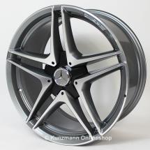 AMG 19 inch rim set | C-Class W205 | 5-double-spoke design | himalaya grey / polished | A2054011900/20007X21-Satz