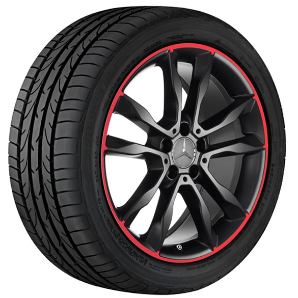 19 inch alloy rims set GLA X156 matt black / red original Mercedes-Benz