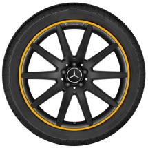 AMG 20 inch rim set Mercedes-Benz GLA X156 10-spoke-wheel black with yellow flange | A15640104029Y43-YNE