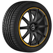 AMG 20 inch rim set Mercedes-Benz GLA X156 10-spoke-wheel black with yellow flange | A15640104029Y43-YNE