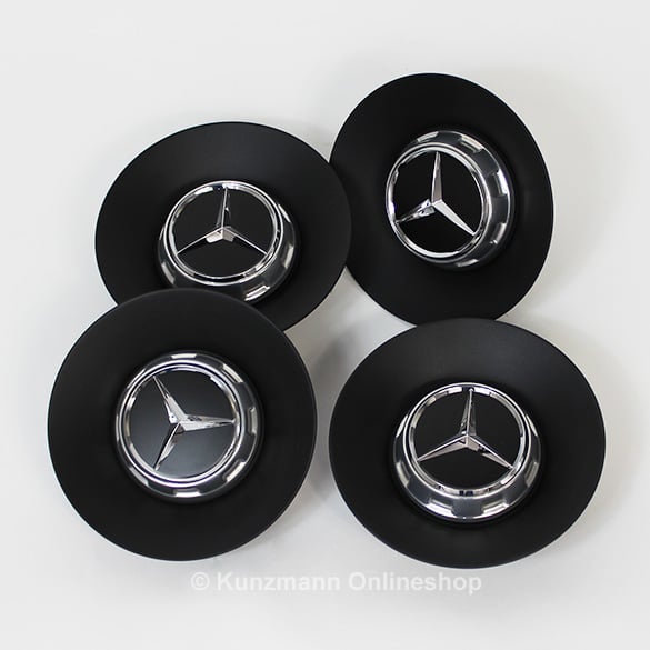 for Mercedes-Benz 4 Pieces AMG Wheel hub Cover Black Matte Star hub Cover 75 mm hub capsin Central Lock Design.