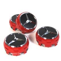 AMG center caps | central locking design | Edition One | red / black | A00040009003594-Satz