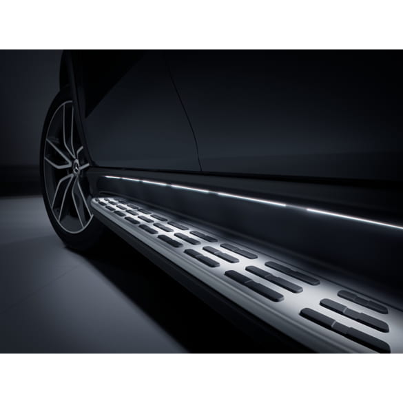 Running boards illuminated GLE SUV V167 Aluminium look | GLE-Trittbretter-beleuchtet-V167