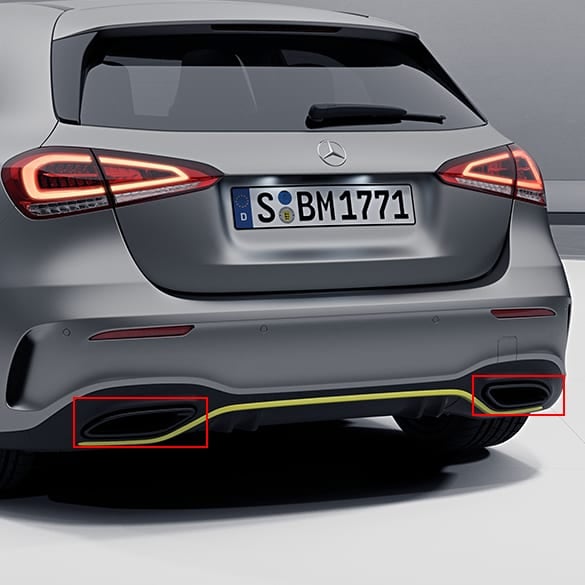 black exhaust tips Edition One A-Class W177 genuine Mercedes-Benz | W177-Edition-One-Auspuff black exhaust tips Edition One A-Class W177 genuine Mercedes-Benz | W177-Edition-One-Auspuff