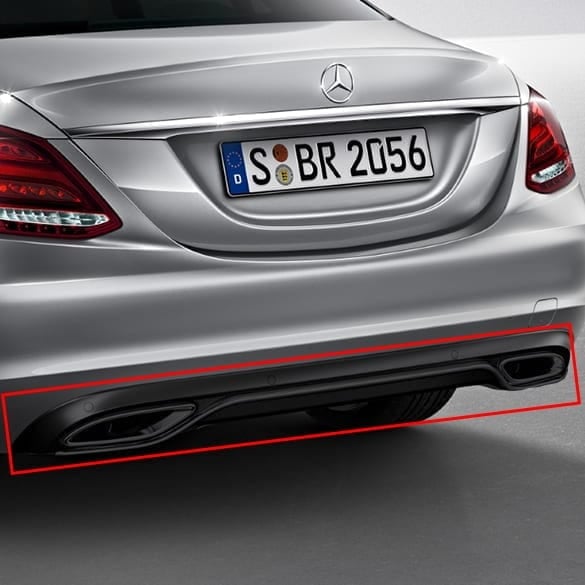 Tailpipes double flow black C-Class 205 Diffusor Night Package Genuine Mercedes-Benz with PTS