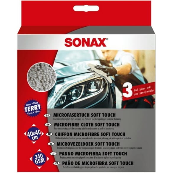 SONAX microfibre cloth soft touch 3 pieces 40x40cm 04510000