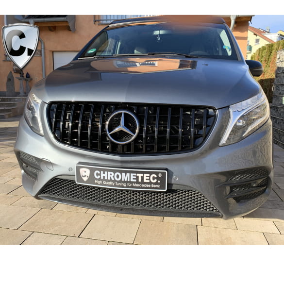 Panamericana radiator grille V-Class W447 facelift 1 black CHROMETEC | V-447-PA-KG-FL-S-AMG