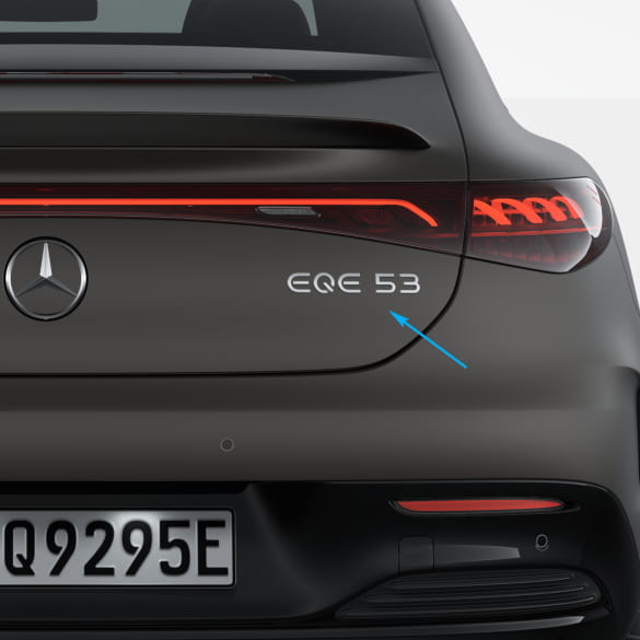 EQE 53 AMG nameplate silver EQE V295 Genuine Mercedes-AMG