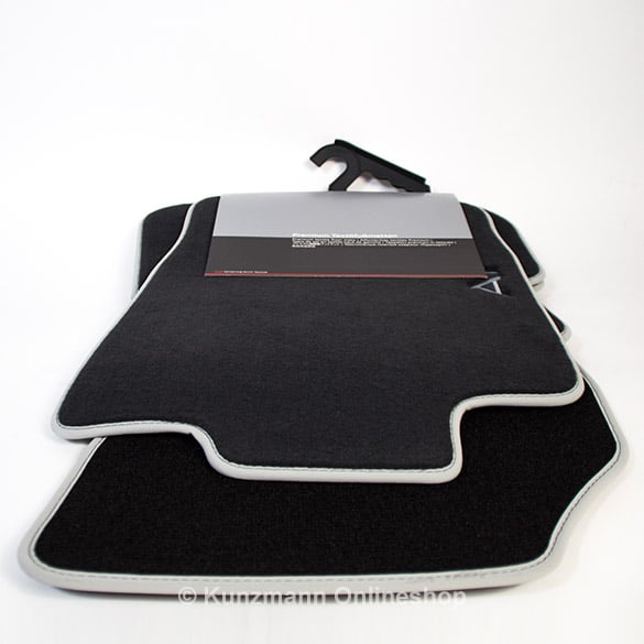 Premium velour floor mats set with lettering A1 black 4 pieces Audi A1 genuine Audi