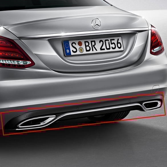 dual branch exhaust tips C Class W205 diffusor genuine Mercedes Benz without PTS