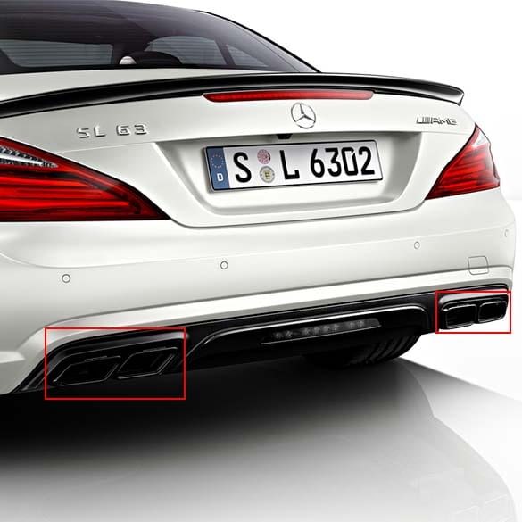 SL 63 / 65 AMG exhaust tips SL R231 2LOOK black genuine Mercedes-Benz