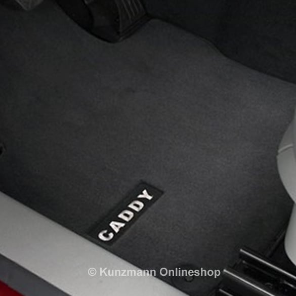 Genuine Volkswagen VW Caddy velours floor mats premium with lettering front black