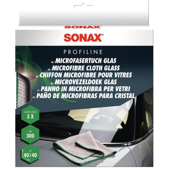 SONAX PROFILINE Microfaser Tuch Glas 40x40cm 3 Stück