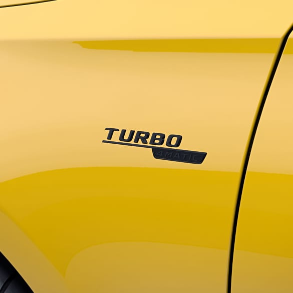AMG Schriftzug Turbo 4Matic schwarz Kotflügel Original Mercedes-Benz