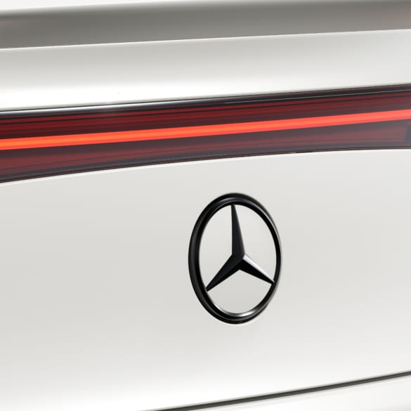 Schwarzer Mercedes Stern Heckklappe EQS V297 Grundplatte grundiert Mercedes-Benz