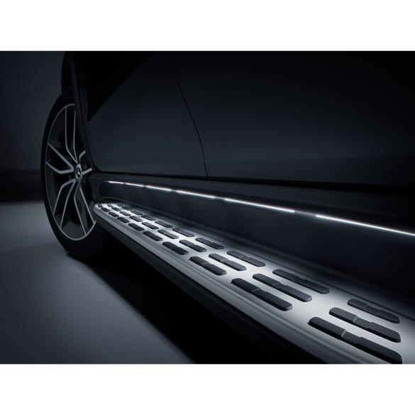 Trittbretter beleuchtet GLE SUV V167 Aluminium-Optik Gumminoppen Original Mercedes-Benz