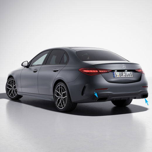 Zwarte uitlaatsierstukken C-Klasse 206 Nightpakket | A206885-black-206