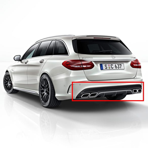 Diffuseur C 63 AMG & embouts d'échappement chromés | C-Klasse W205 | Original Mercedes-Benz | W205-63Diffusor