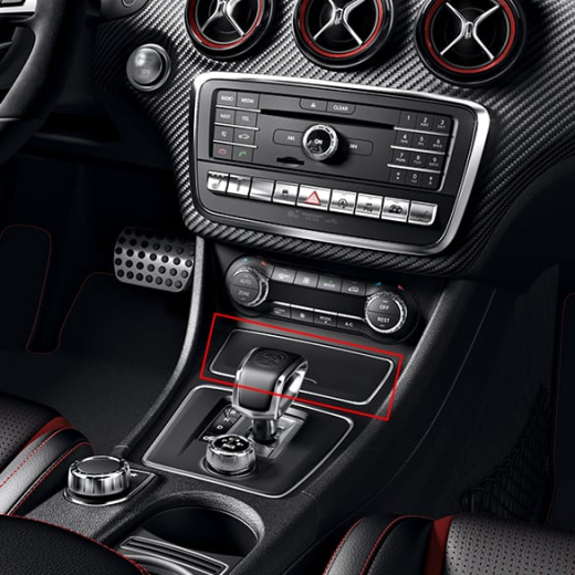 Middenconsole afdekking met chroomlijst / opbergruimte CLA – | C117-Mittelkonsole-Chrom