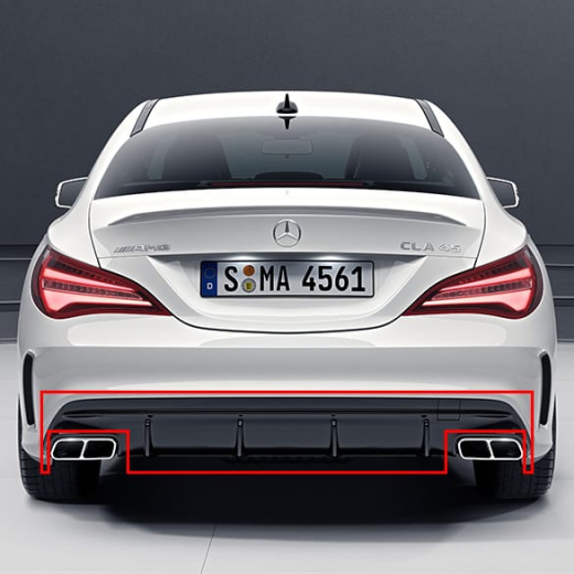 CLA 45 AMG facelift diffusor CLA C117/X117 Original Mercedes | C117-Facelift-45AMG-Heckdiffusor