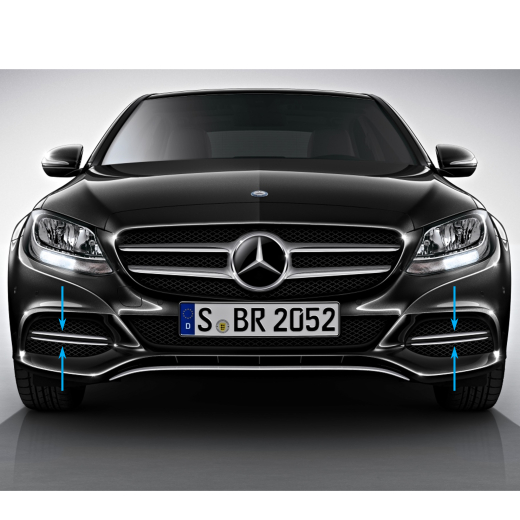 Voorste luchtinlaten met chromen afwerklijst C-Klasse W205 L | Lufteinlaesse-Zierleiste-chrom-W205