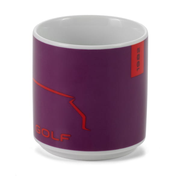 VW Golf Cup Mug Porcelain 250 ml purple red 1982 Genuine Volkswagen
