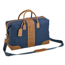 Weekender blauw / cognac van gerecycled polyester | B66045751