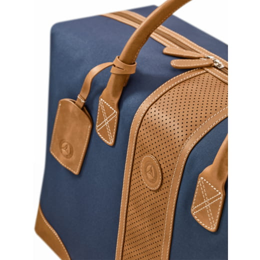 Weekender blu / cognac in poliestere riciclato | B66045751