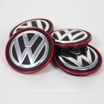 Wheel hub cap chrome & red VW Golf 7 VII original Volkswagen | 5G0601171BLYC-Satz