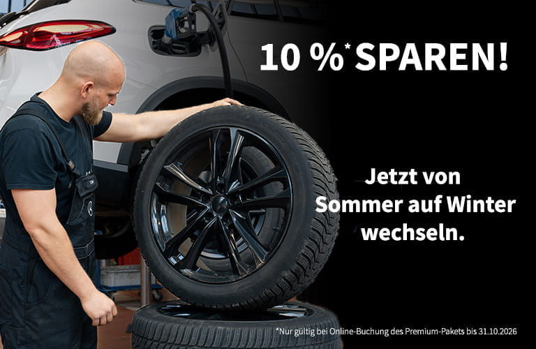 Das Premium-Paket für den Reifenwechsel - 10 % bei der Onlineterminbuchung bis 31.10.2026 sparen
