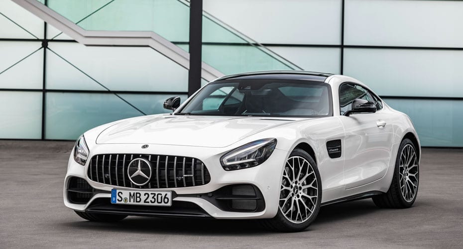 Mercedes-AMG GT (2018), designo diamantweiß bright, AMG Night-Paket Exterieur Mercedes-AMG GT (2018), designo diamantweiß bright, AMG Night-Paket Exterieur