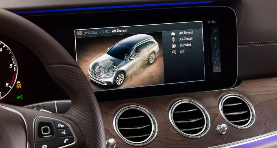 Mercedes-Benz E-Klasse All-Terrain; Interieur: Leder Nappa macchiatobeige/espressobraun; DYNAMIC SELECT DYNAMIC SELECT in der Mercedes-Benz E-Klasse All-Terrain