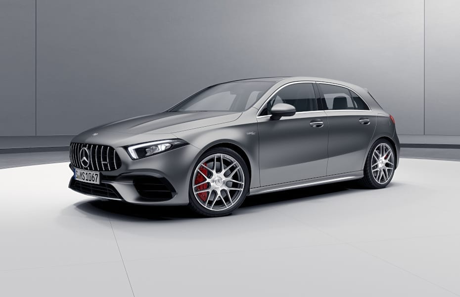 Mercedes-AMG A 45 S 4MATIC+, designo mountaingrau magno (662U), 48,3 cm (19") AMG Leichtmetallräder im Kreuzspeichen-Design (RSY), AMG Silver Chrome-Paket Exterieur (900) Mercedes-AMG A 45 S 4MATIC+, designo mountaingrau magno (662U), 48,3 cm (19") AMG Leichtmetallräder im Kreuzspeichen-Design (RSY), AMG Silver Chrome-Paket Exterieur (900)