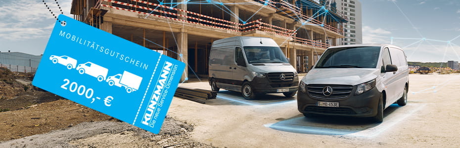Mercedes-Benz eSprinter und eVito leasen und 2000,- Mietgutschein erhalten Mercedes-Benz eSprinter und eVito leasen und 2000,- Mietgutschein erhalten