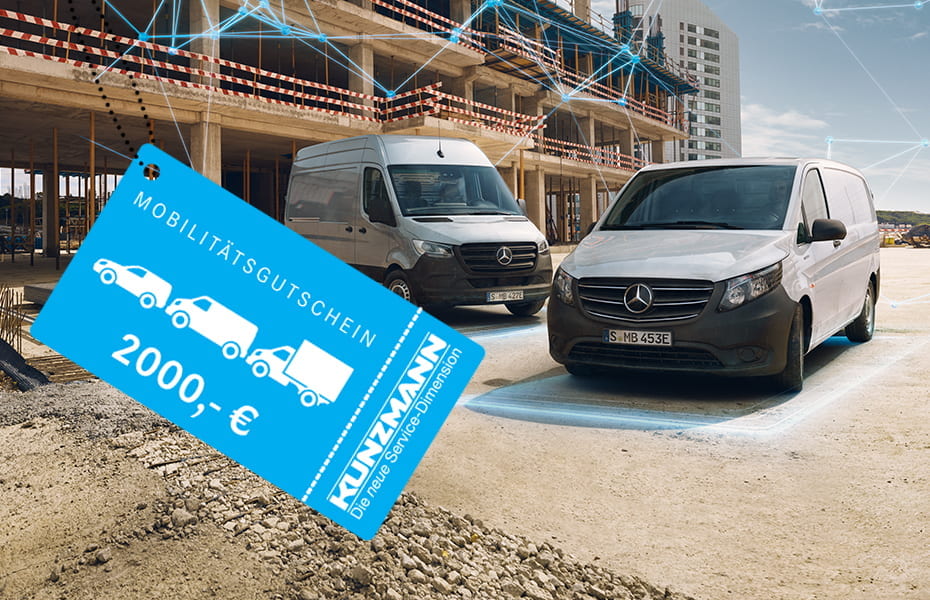 Mercedes-Benz eVito und Sprinter leasen und 2000,- € Mietgutschein erhalten Mercedes-Benz eVito und Sprinter leasen und 2000,- € Mietgutschein erhalten