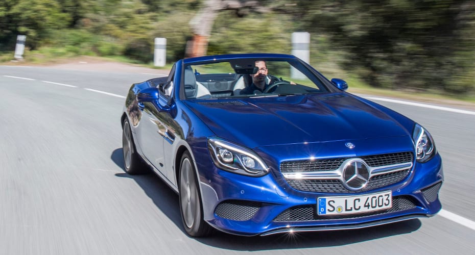 Front des Mercedes Benz SLC, Exterieur: brillantblau metallic