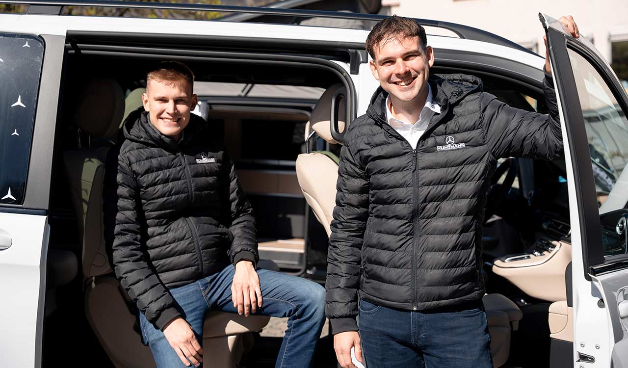 Louis Klinkhammer und Johannes Rachor auf der Mobilia 2025 in Aschaffenburg