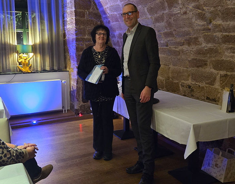 Petra Stock und Achim Kettenmann bei der Jubilarfeier von Kunzmann Fulda