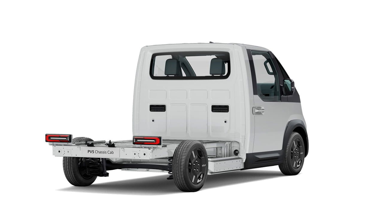 PV5 Chassis Cab Pritsche in der 3/4 Heckansicht Exterieur