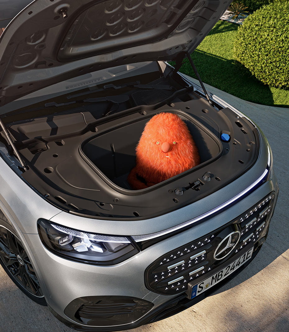 Offener Frunk des reinelektrischen Mercedes-Benz GLB