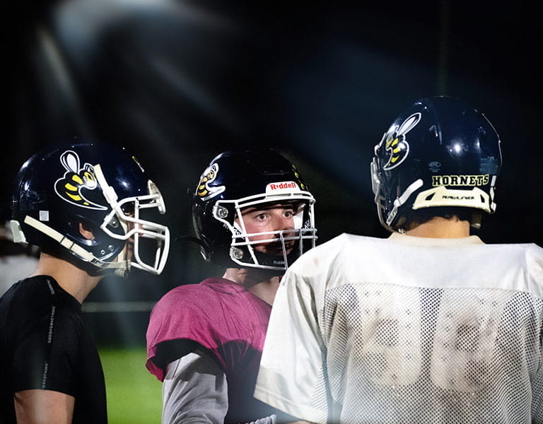 Ferdinand Stark bei der Football Teambesprechung