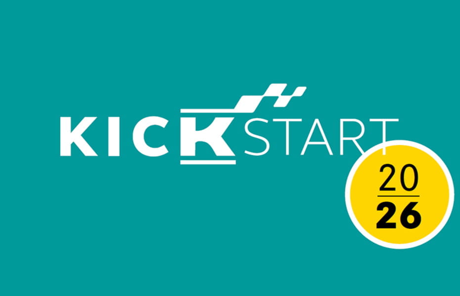 Kunzmann KickStart Logo mit Datum 2026 auf türkisem Hintergrund